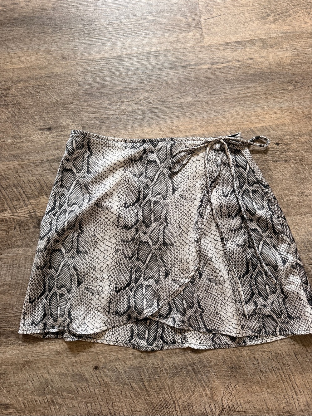 Altar'd State Neutral Snake-Print Wrap Mini Skirt